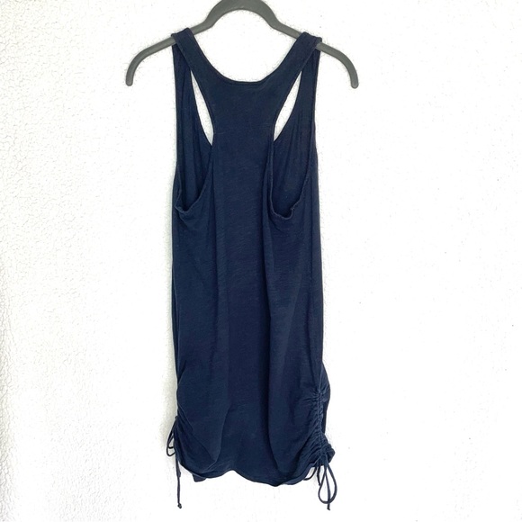 EUC A Pea in the Pod navy sleeveless tunic gathered w/ drawstrings, racer-back - Picture 2 of 4